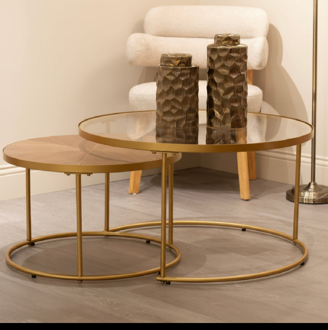 Alicia set of gold coffee tables