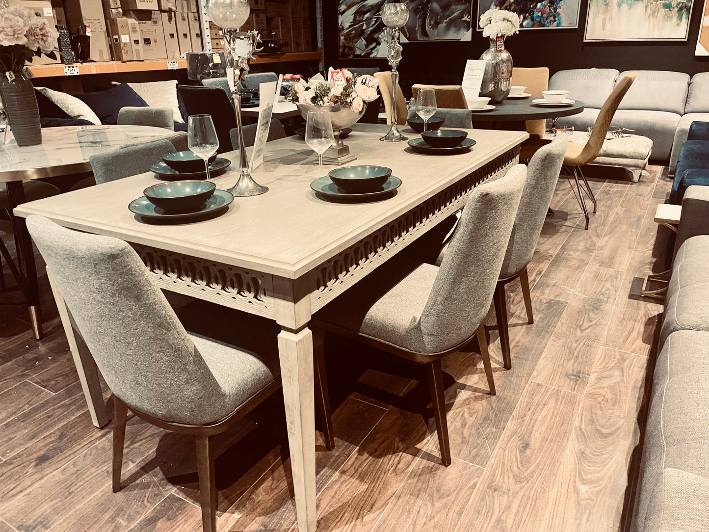 Bayview 180cm dining table with 6 chairs  Last one on clearance . Drop Instore to purchase