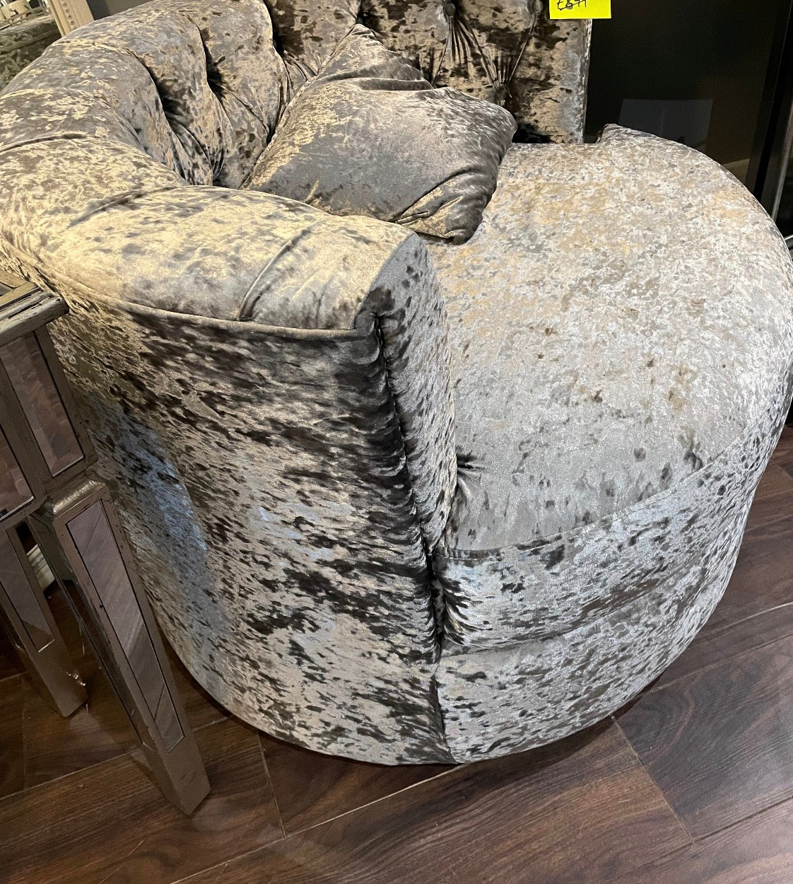 Swivel velvet armchair  less than half HALF PRICE . View or pick up Instore