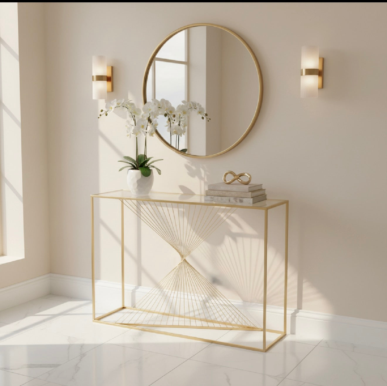 Gold lunar console table . 107 cm Last one . Pick up only