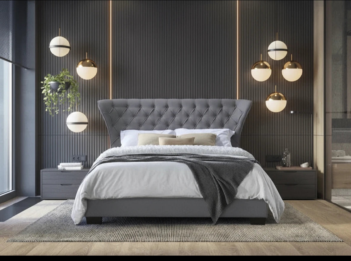 Georgina velvet bed with gas lift  ottoman 5 ft instore clearance purchase only