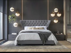 Georgina velvet bed with gas lift  ottoman 5 ft instore clearance purchase only