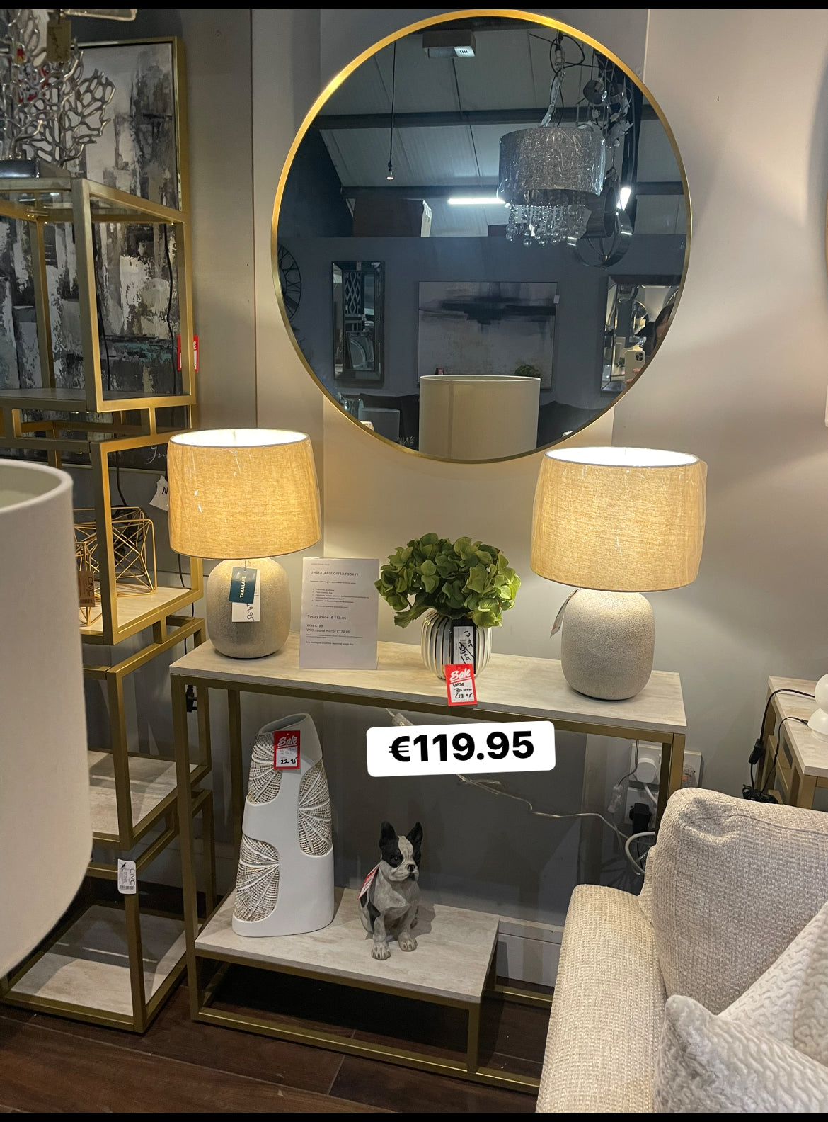 Susanne  Gold and Cream console table special  clearance deal