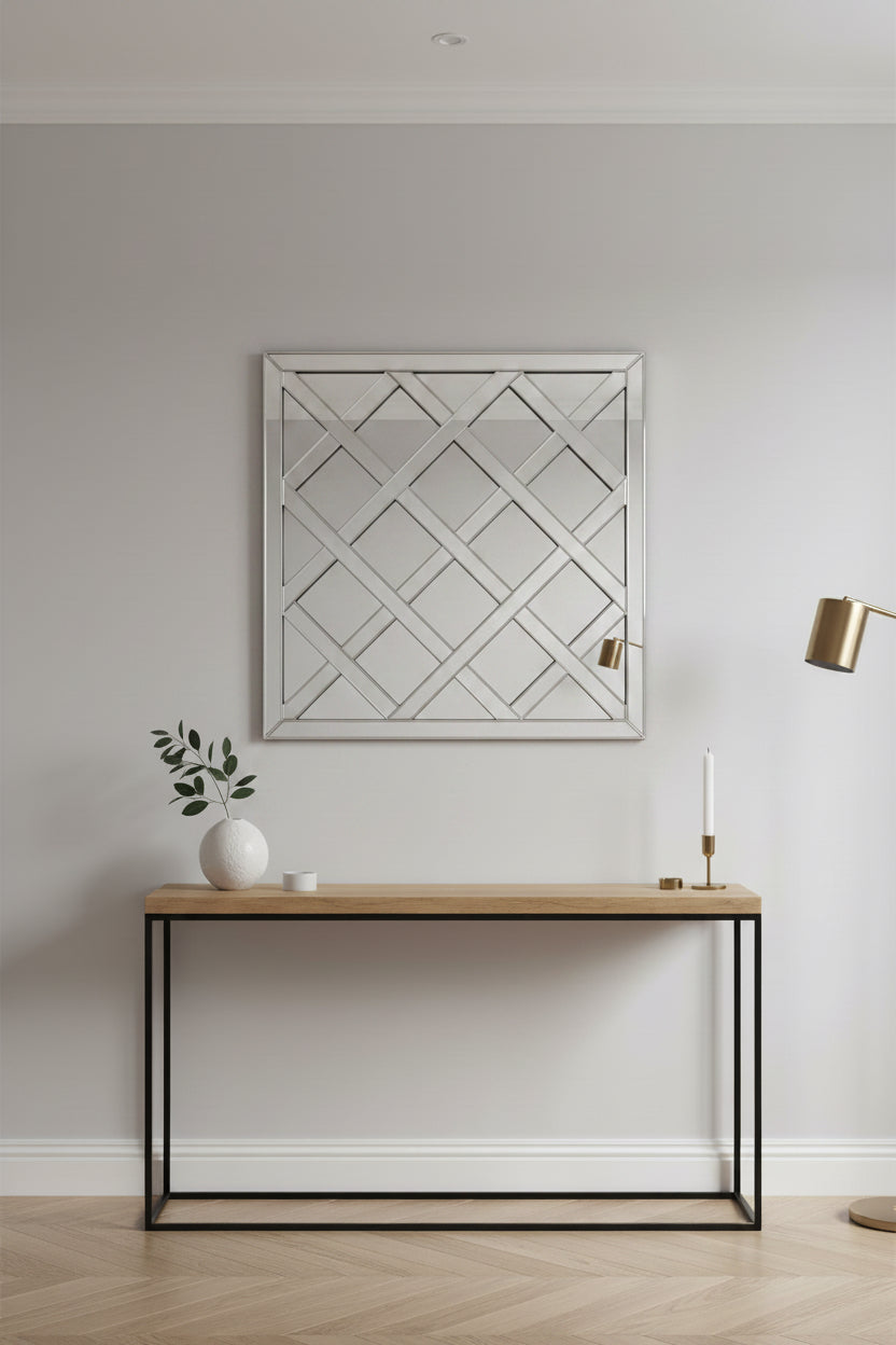 Geo mirror silver reduced to clear 80 x 80 cm