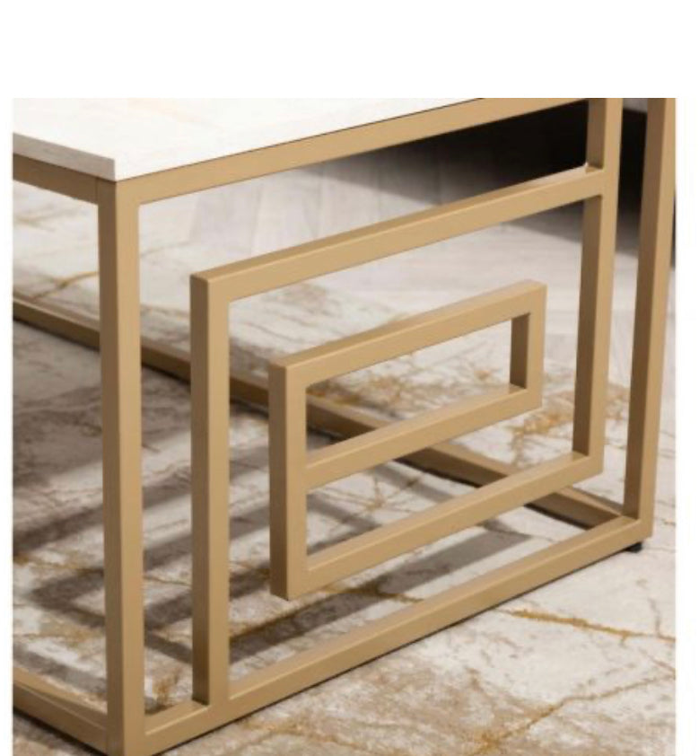 Dillon Coffee table in gold and cream for collection in boxed KD format