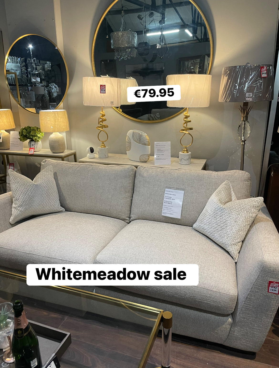 Mindy Gold  and marble tall table lamp with white shade  half price Sale Special