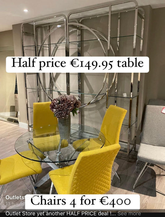 Novo round  and chrome dining table 100 cm ex showroom pay in store reduced to clear !!
