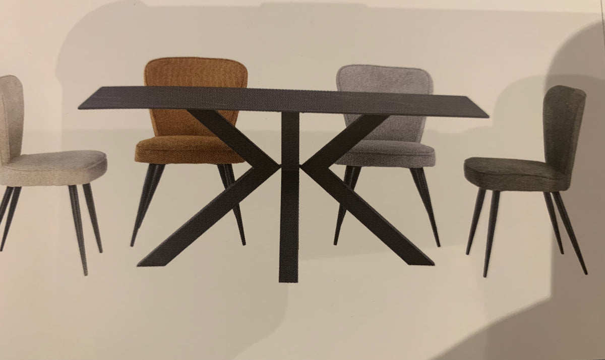 Corballis 1.8 black table sinterex stone top with black spider leg