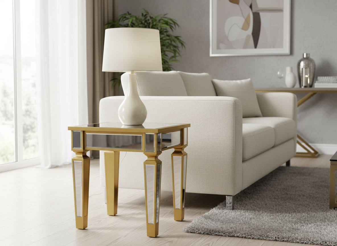 Ava Venetian mirrored & champagne   small side table  REDUCED TO CLEAR collection only