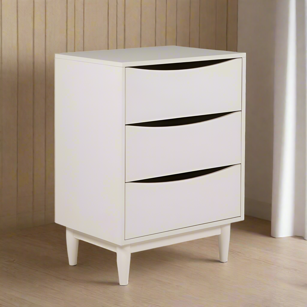 3 drawer bedroom chest in white or grey reduced .