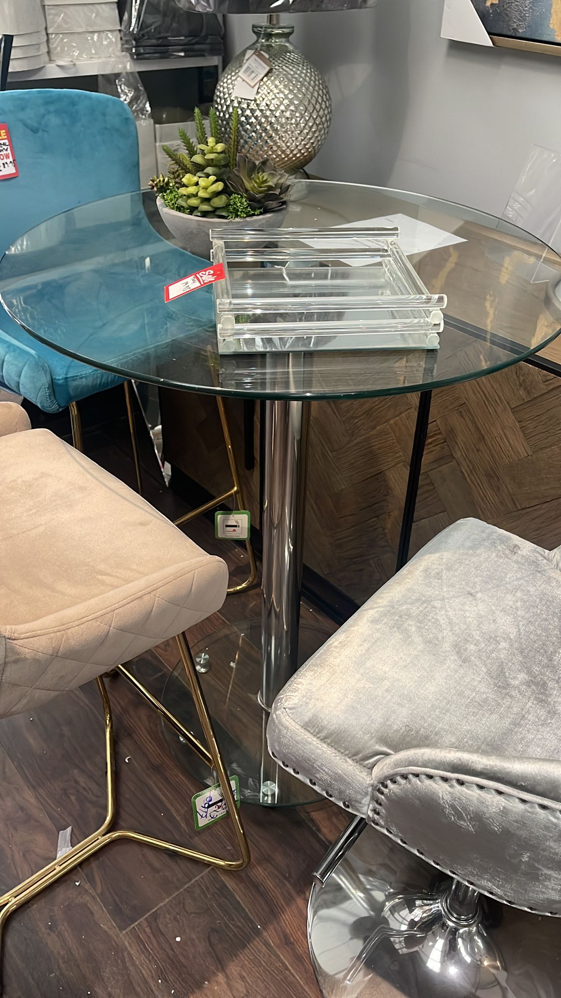 Poseur bistro table with glass top  ex display Click N Collect instore
