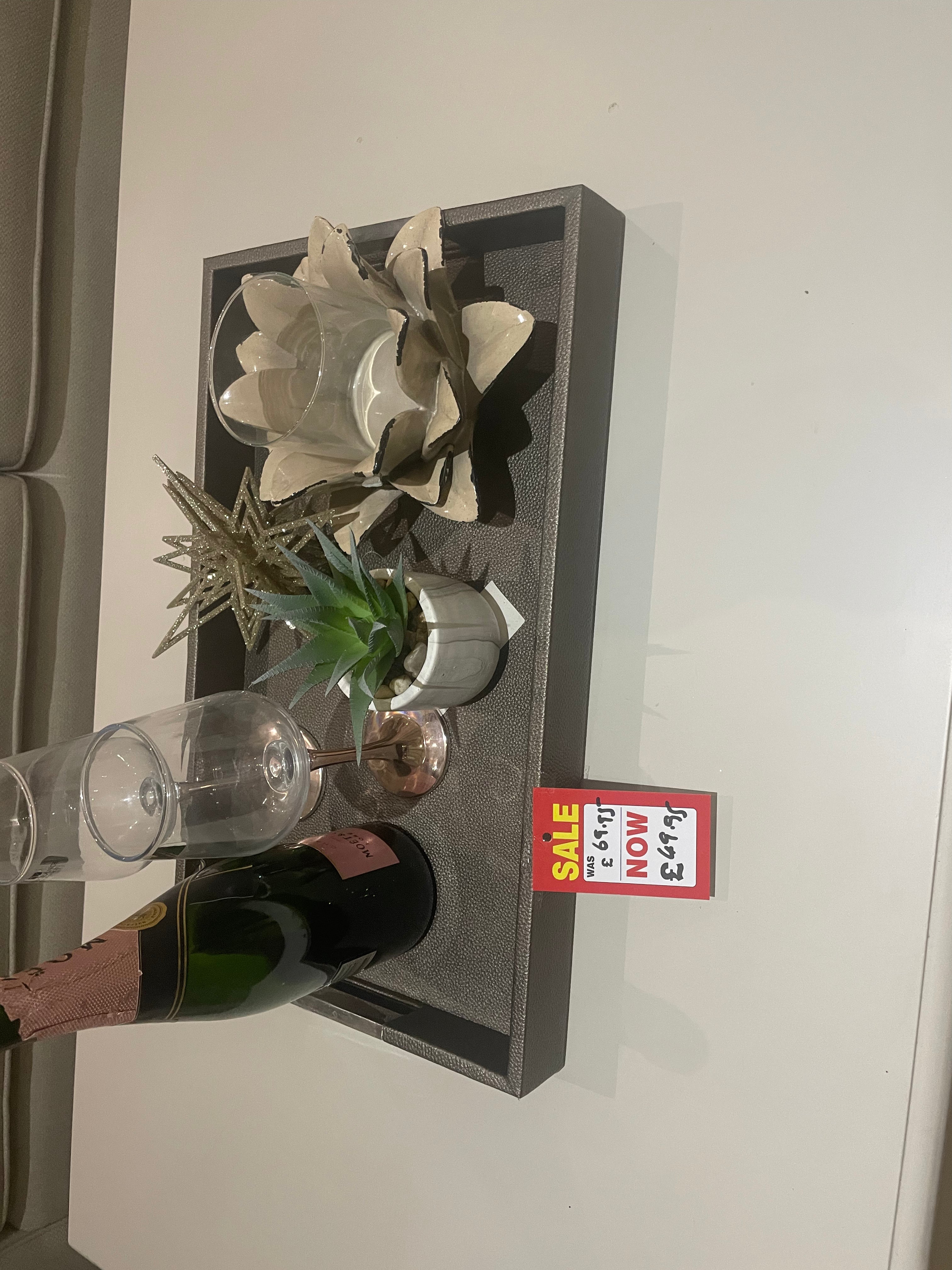 Pewter Faux Litchi Grain Tray