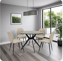 Laurence dining  107 cm table in grey oak with protective glass top reduced