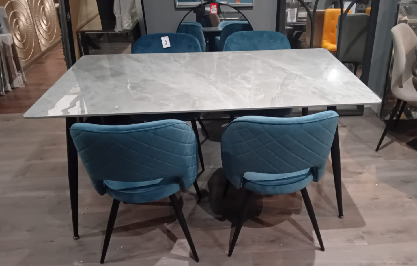 Regal marble effect dining table from €149.95 ! choice of colours/Size 130 cm or 160 cm . Options also with 4 chairs or 2 plus bench. Pay Instore only