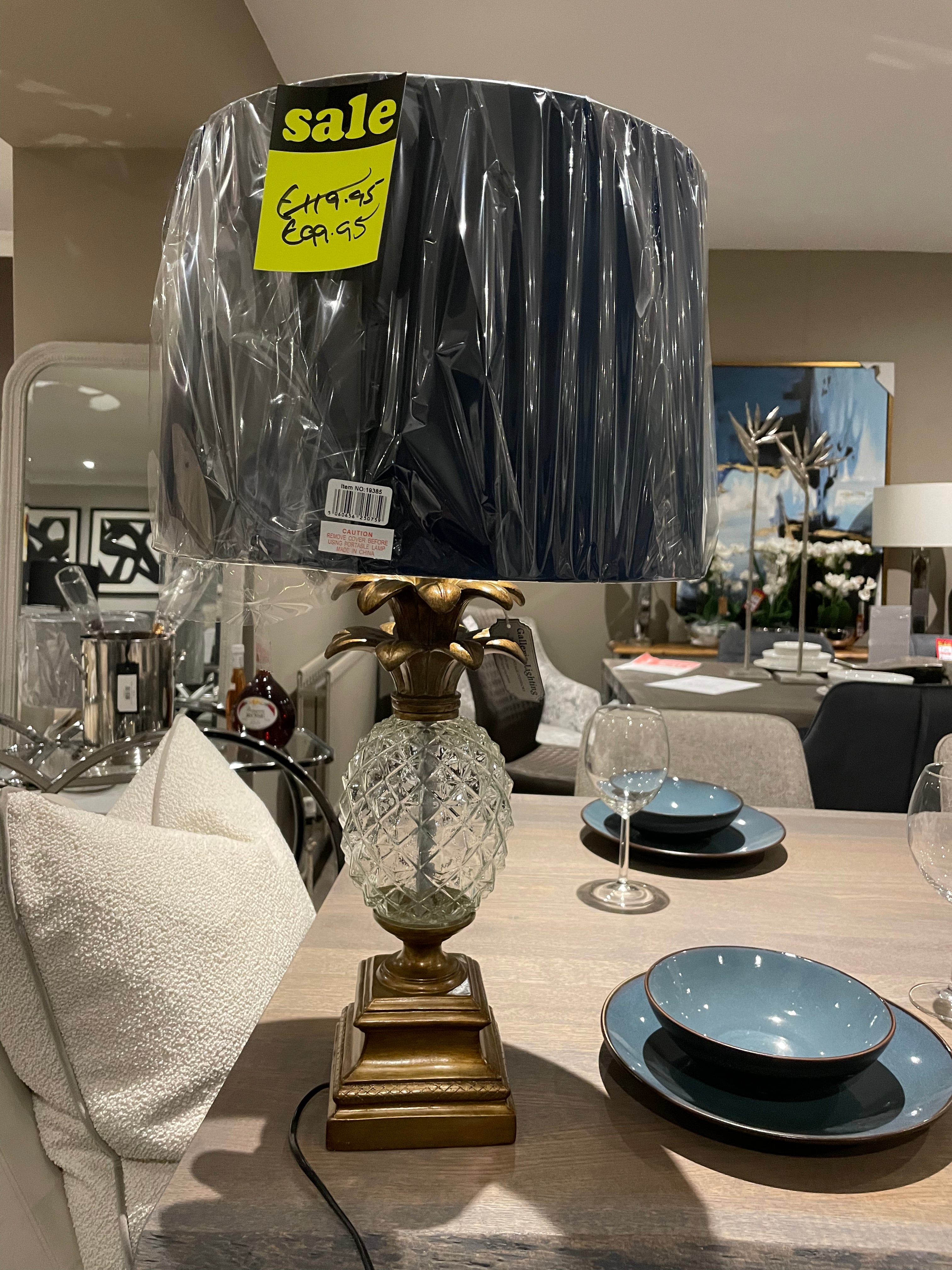 Navy and gold table lamp reduced to clear . Collect only