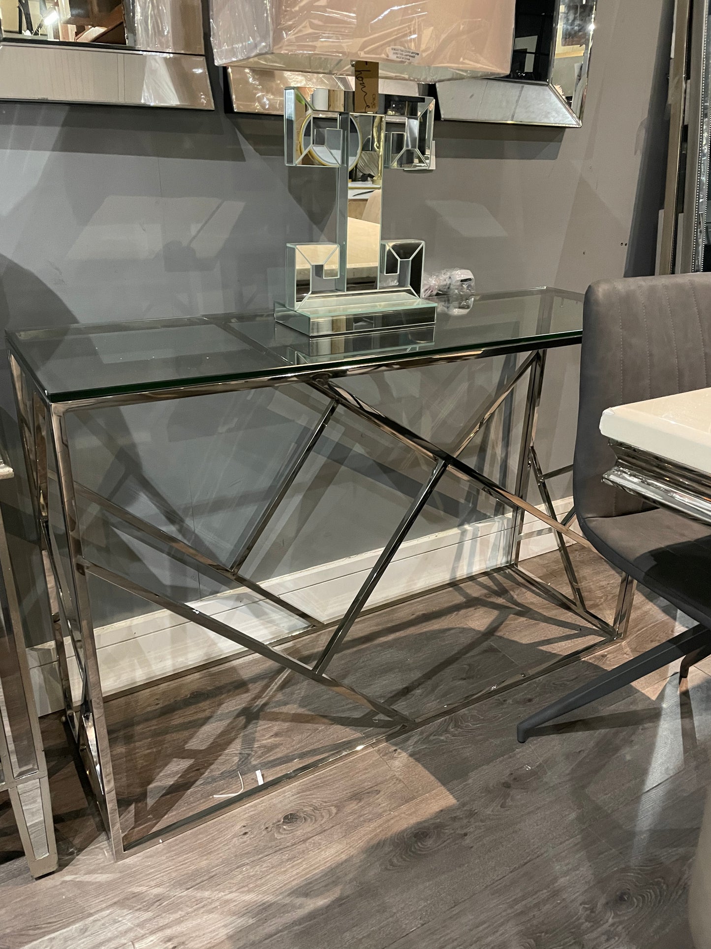 Allure  Louis chrome console table reduced clearance offer