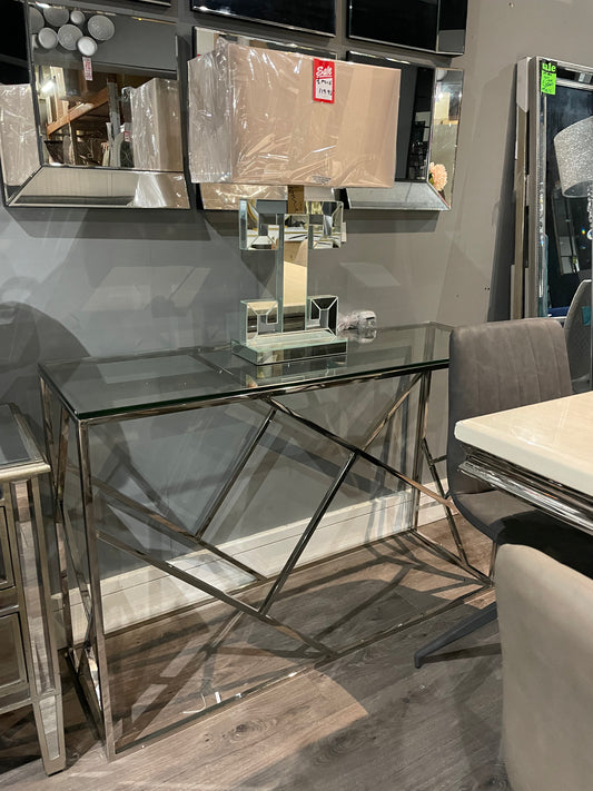 Allure  Louis chrome console table reduced clearance offer