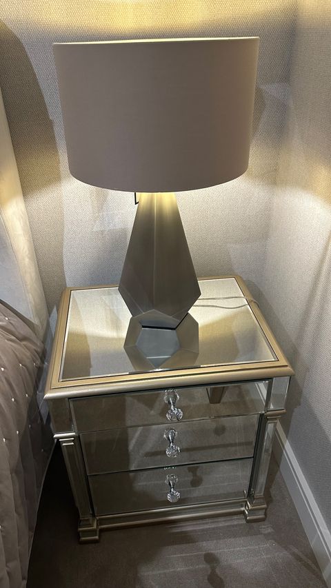 Appian Apollo  3 drawer bedside cabinet with champagne trim  40% off . purchase in store only
