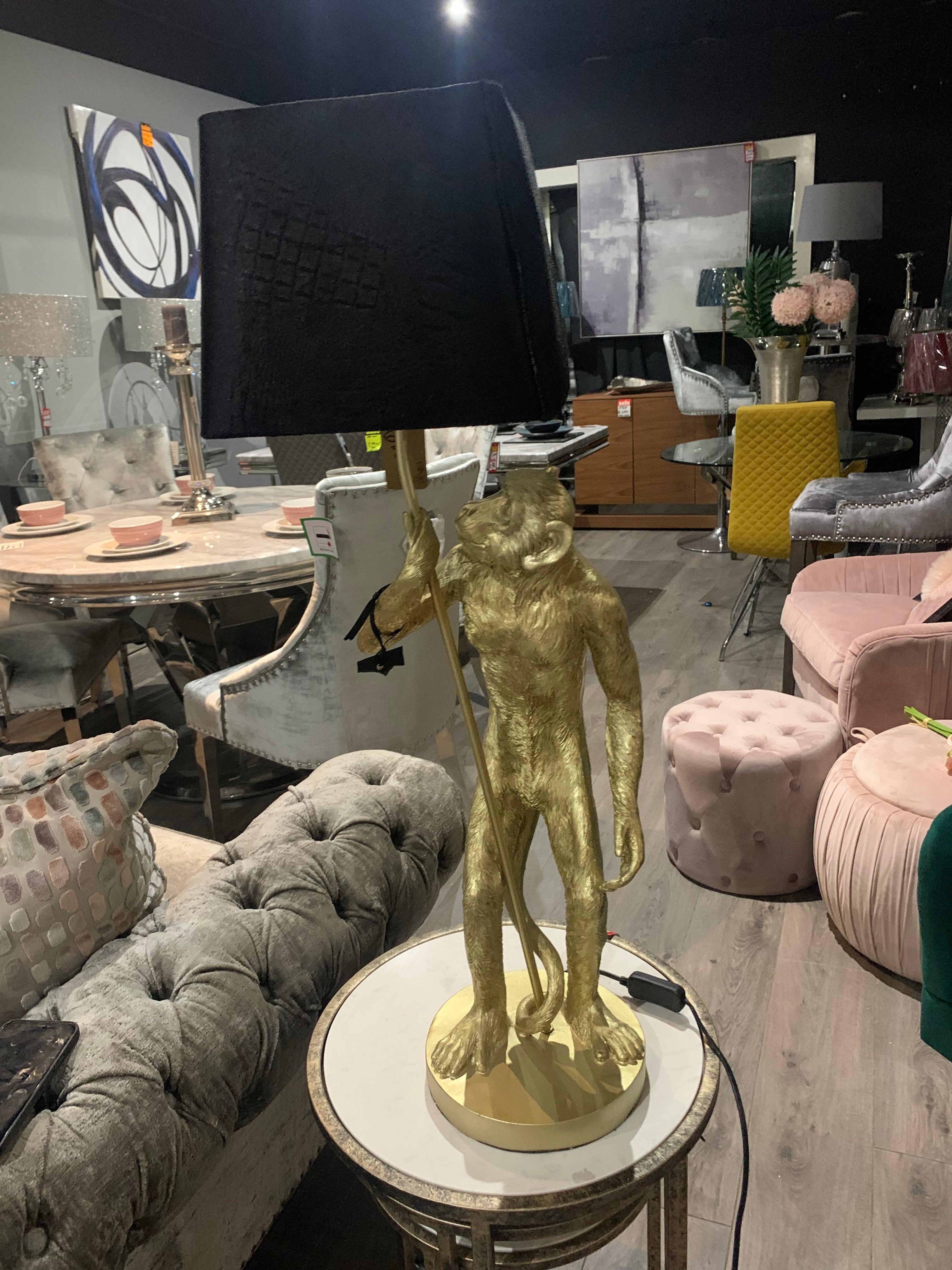 Monkey table lamp with black shade collection only