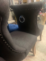 6 x Rocha dining chair hotel quality charcoal Linen  with knocker back CLEARANCE pay Instore only