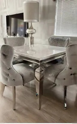 Louis 160cm dining table in white CLEARANCE price . Pay Instore only