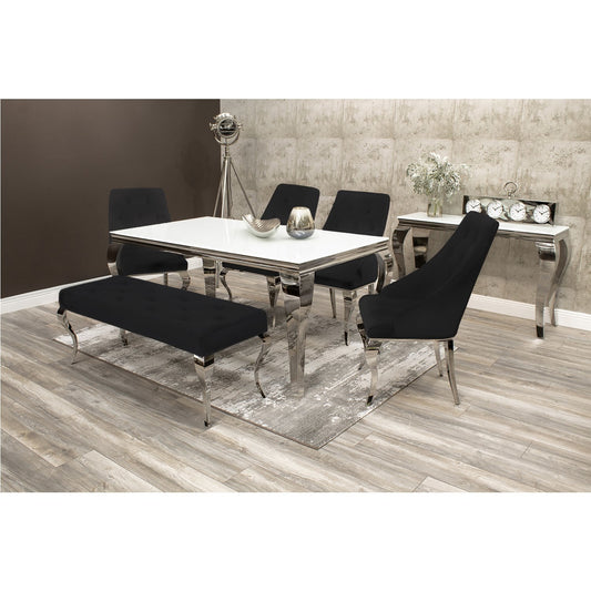 Louis 1600 mm dining table in white CLEARANCE price . Pay Instore
