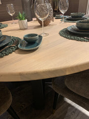 150 cm Round  ex display dining solid  oak tables selling less 40% off