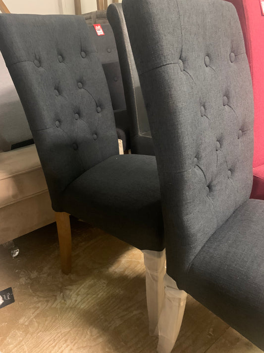 Salta set of 2 charcoal grey buttoned. Dining Chair on clearance for collection only