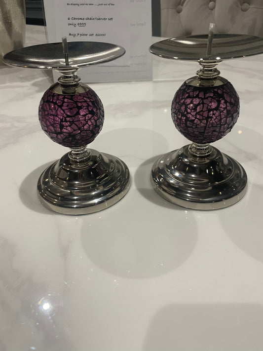 Cerise Mosaic Ball Candle Holder 2 for €20