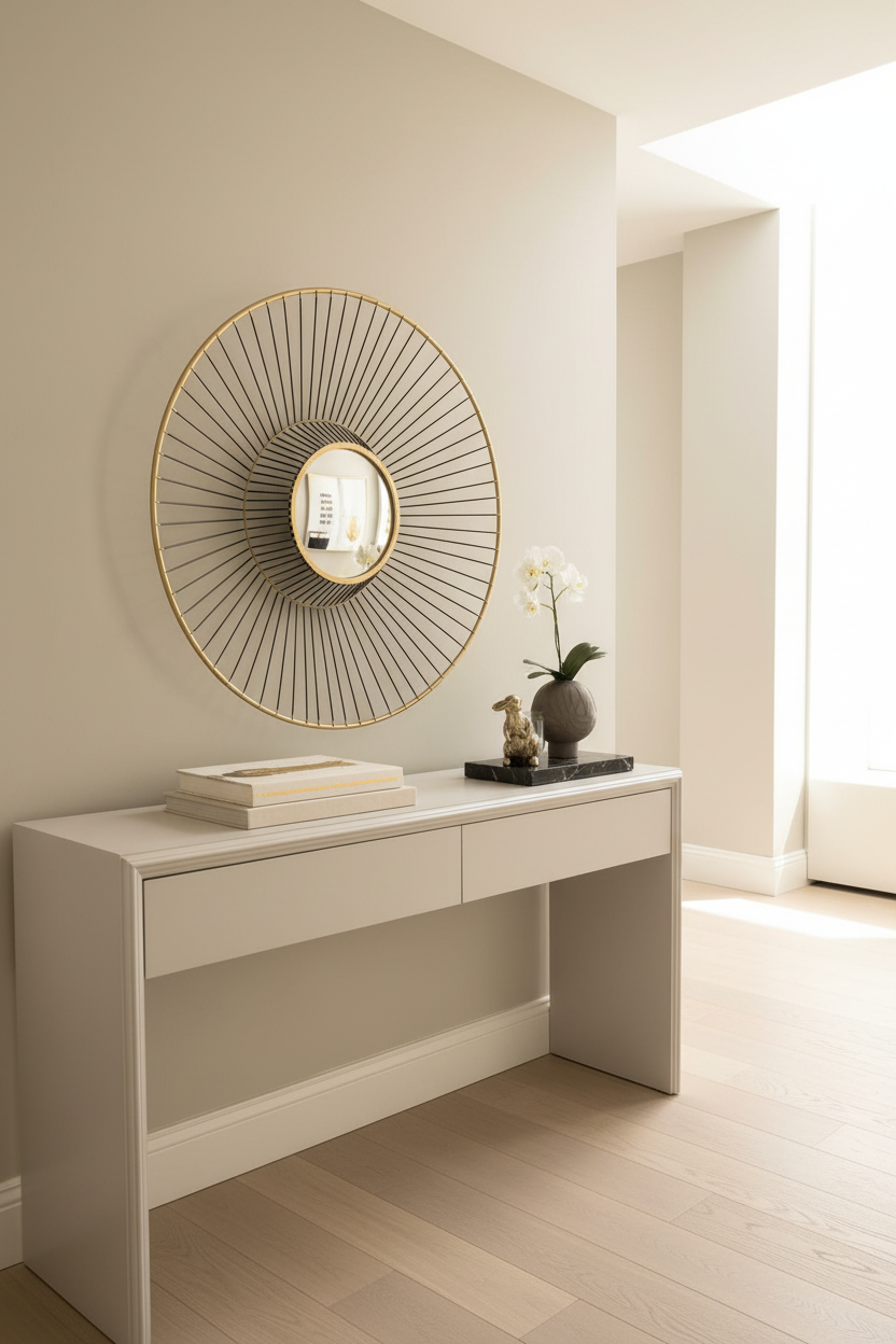 Mirrored Gold Round Metal Wall Art in 2 Sizes reduced for Instore pick up