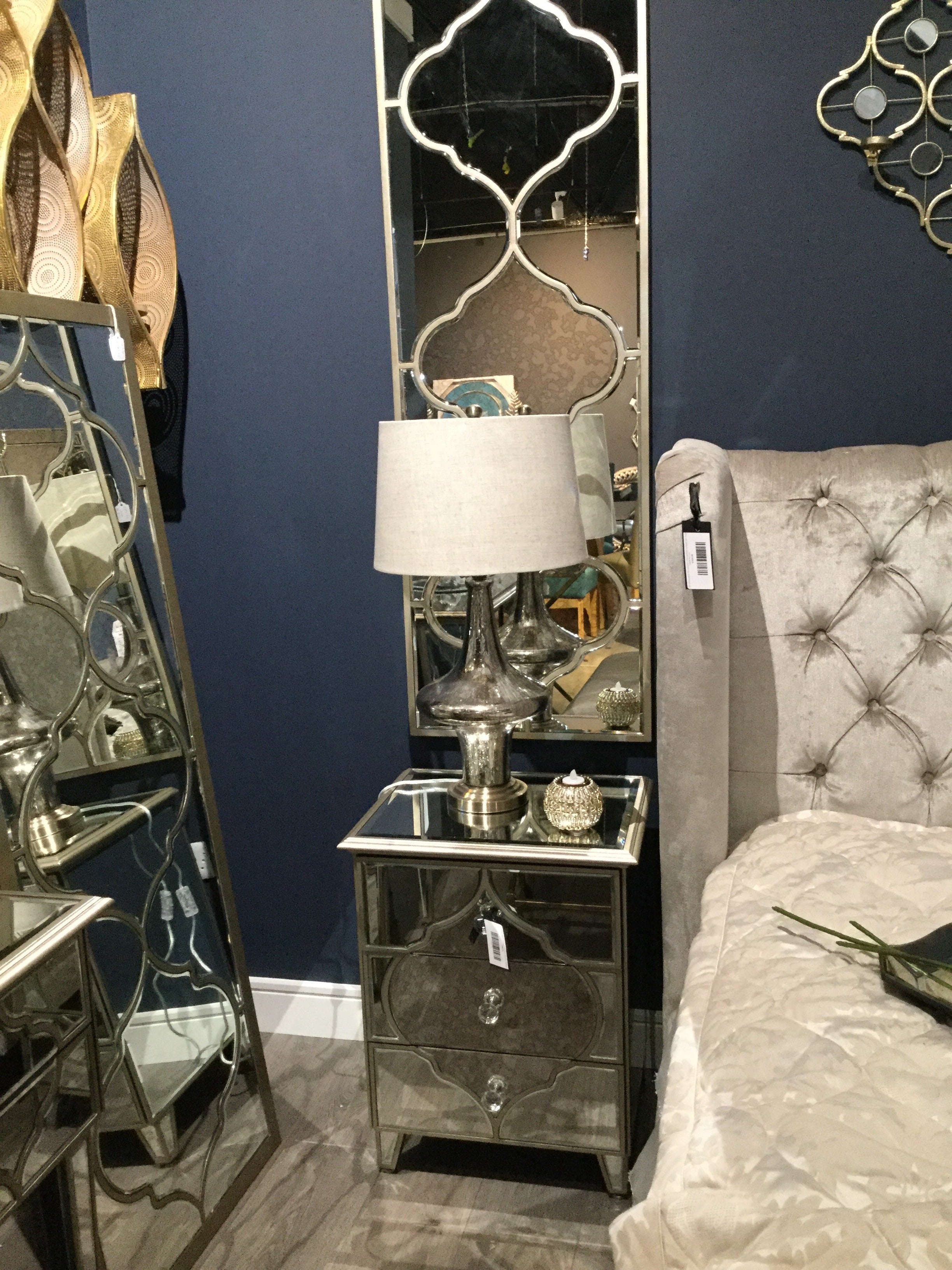 Marrakech stunning large mirror  with antiqued glass panels and brass inlay  150 x 60 cm reduced