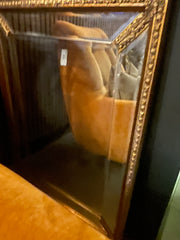 Ornate over mantle antiqued mirror in gold 96x72 cm reduced