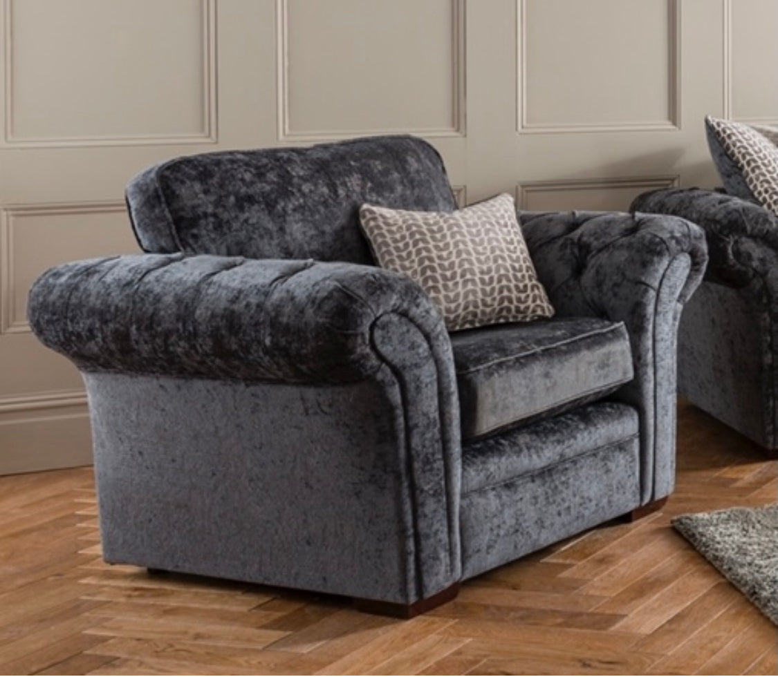 Giselle  plush velvet 1 seater charcoal last one !  Instore Purchase  view in outlet