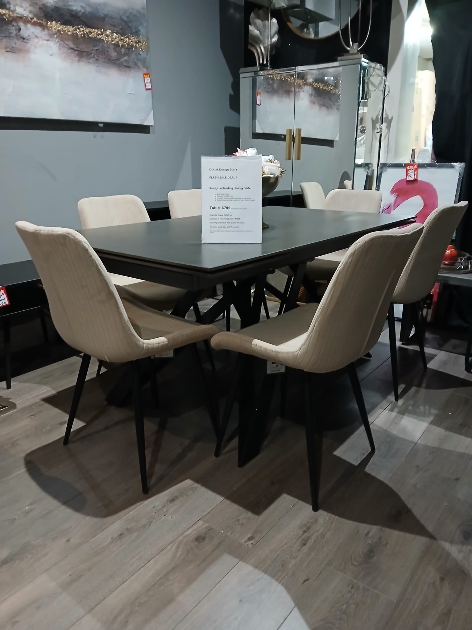 Dylan Dining chair in neutral stone  fabric