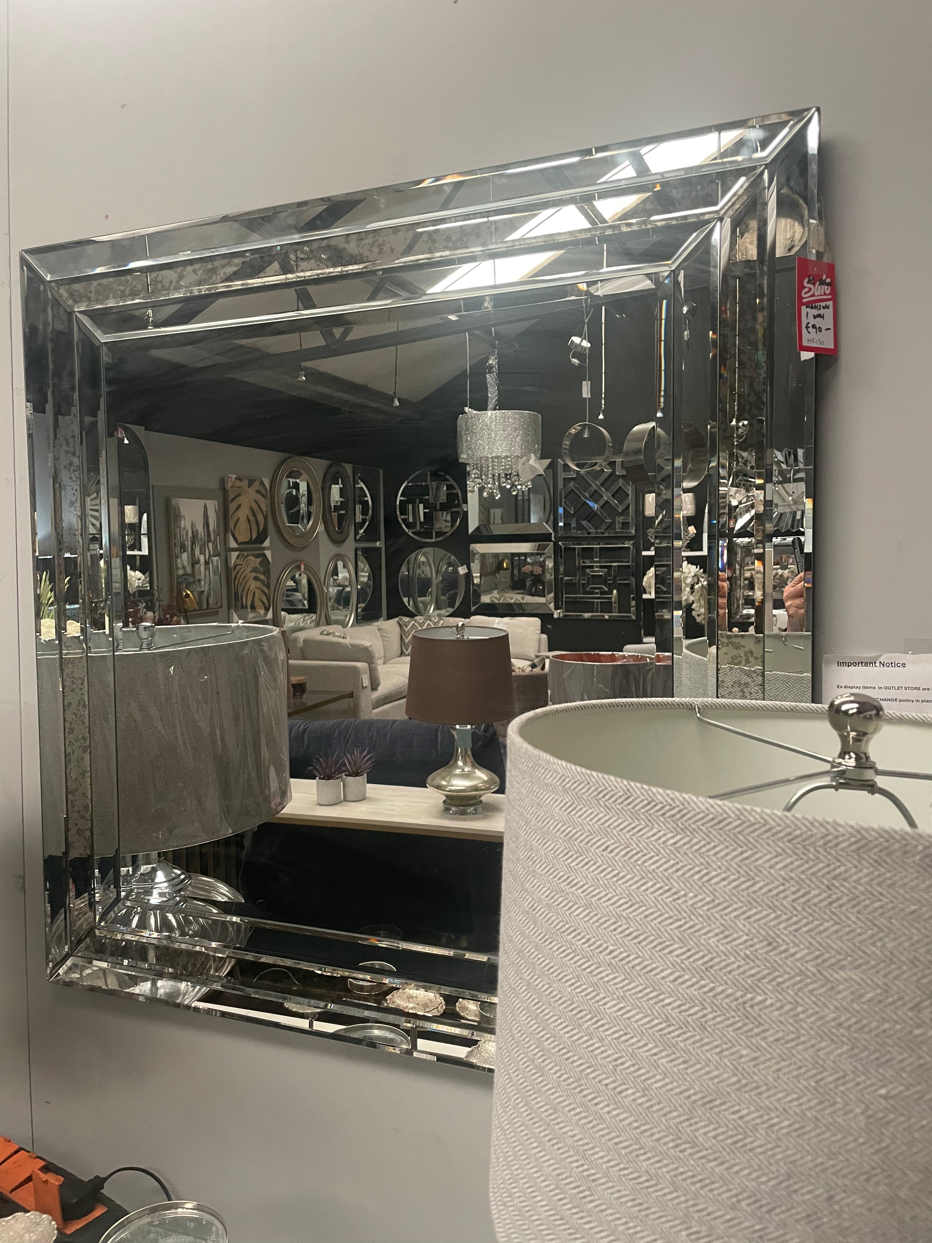 Madison square mirror with antiqued glass borders