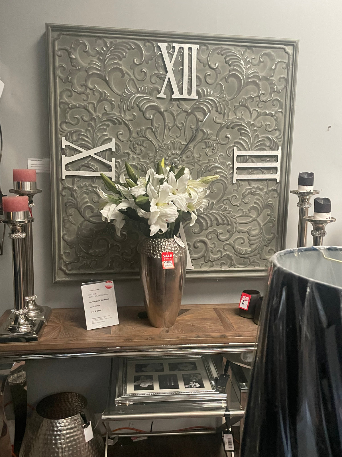 Extra large Tracery wall clock 123 cm instore purchase disposal sale