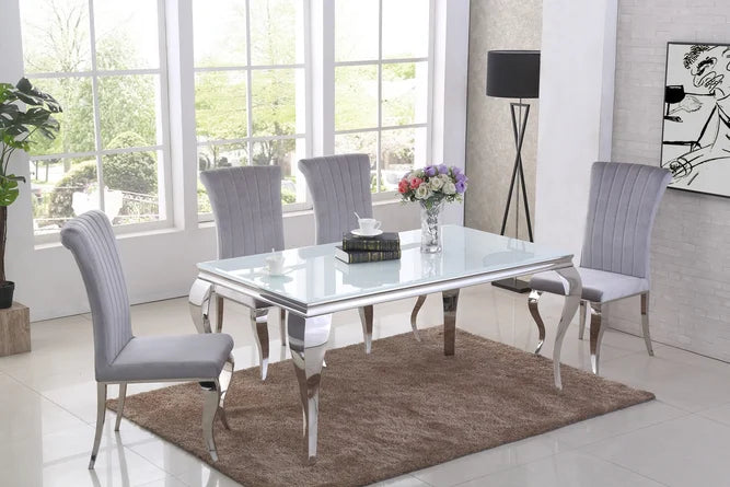 Louis 160cm dining table in white CLEARANCE price . Pay Instore only