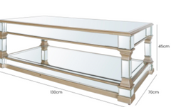 Apollo large  champagne  and glass coffee table ex display almost half price   Buy instore only