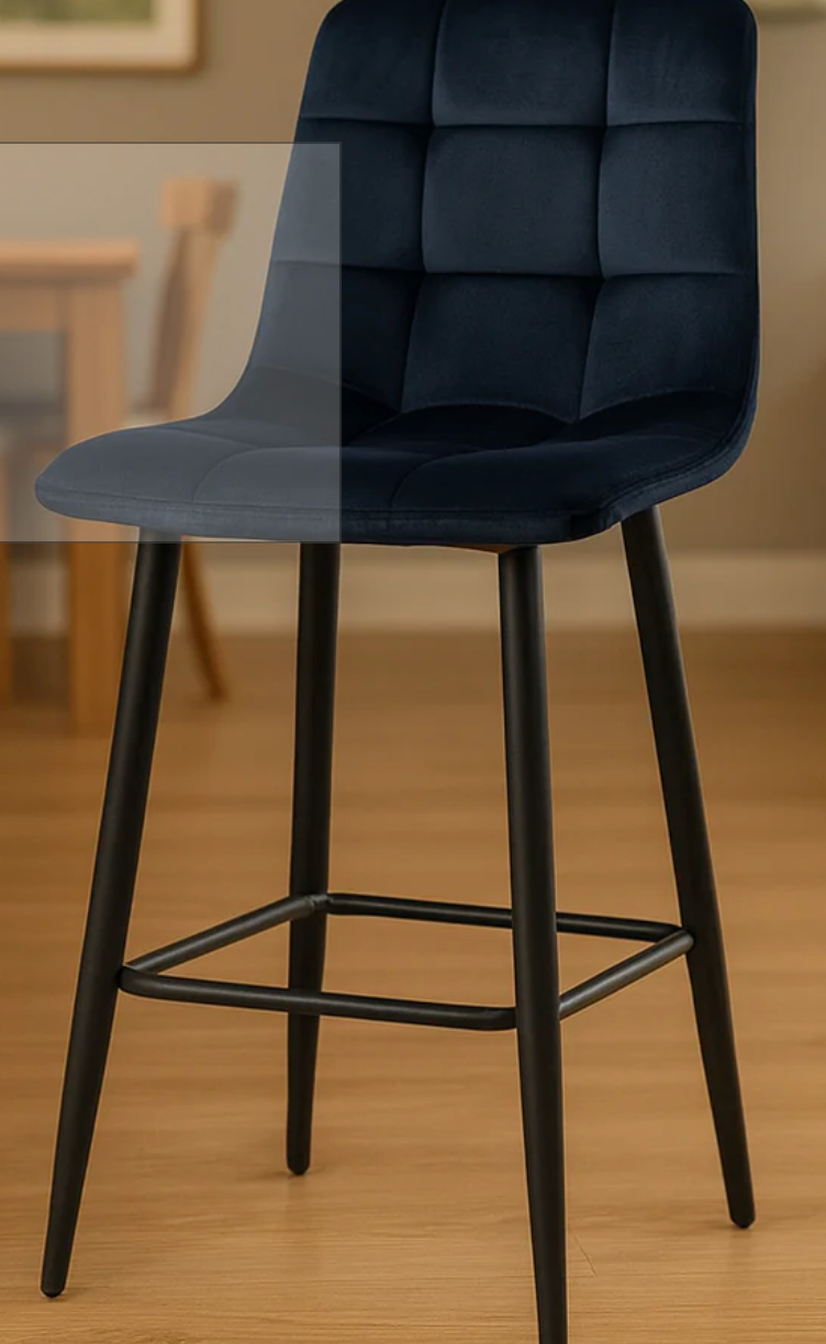 Bella Velvet Counter Stool Deep dark Blue set of 2 Last set available ! Half price