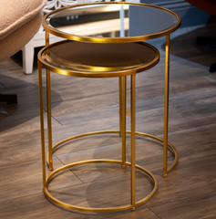 Alicia nest of 2 gold side tables