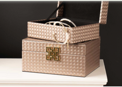 Set of 2 jewellery boxes in bronze with gold handles Fabulous ! REDUCED !