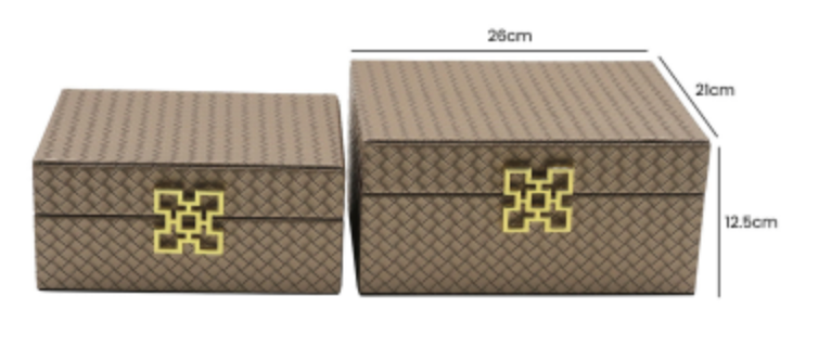 Set of 2 jewellery boxes in bronze with gold handles Fabulous ! REDUCED !