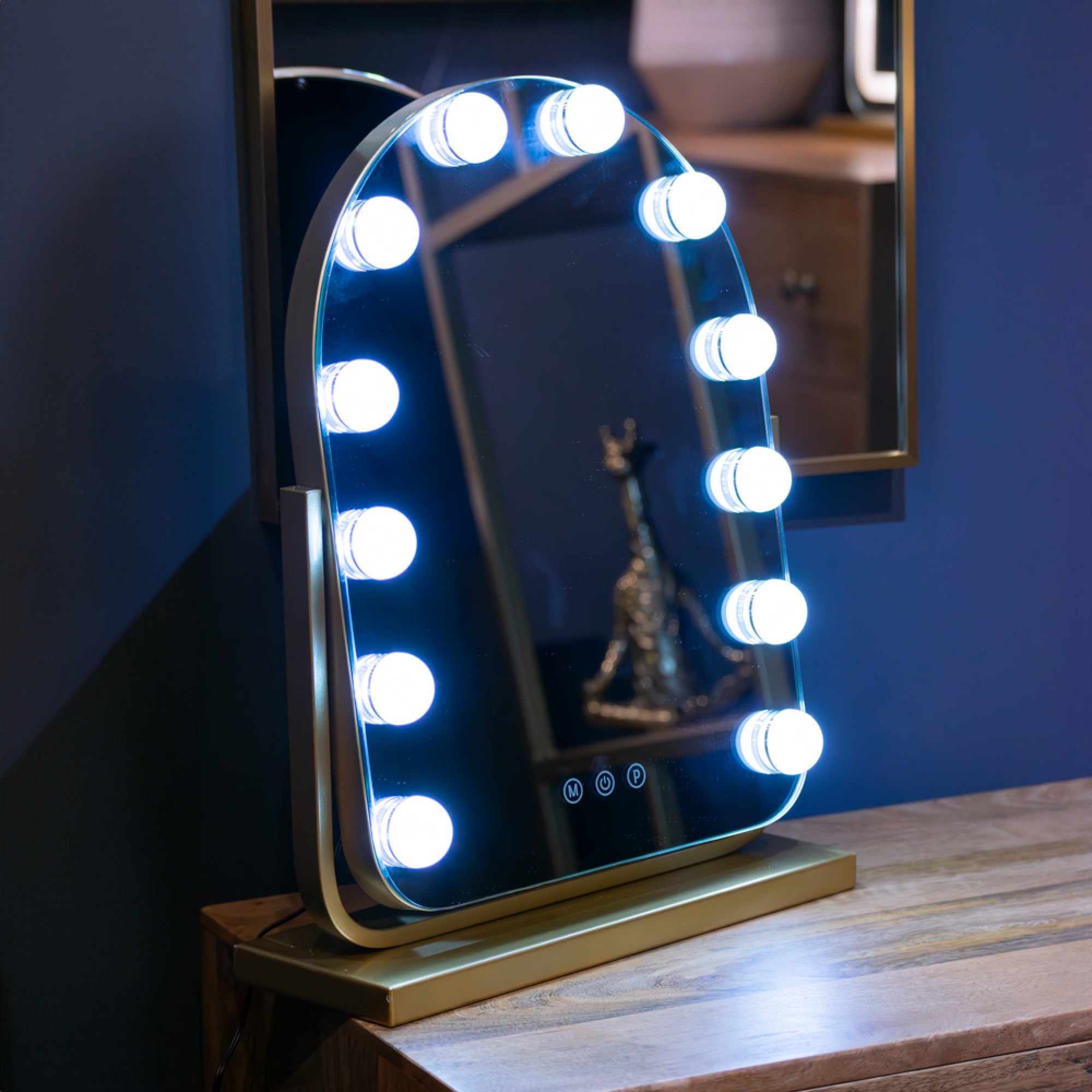 Hugh Hollywood bulb arch  mirror in Gold