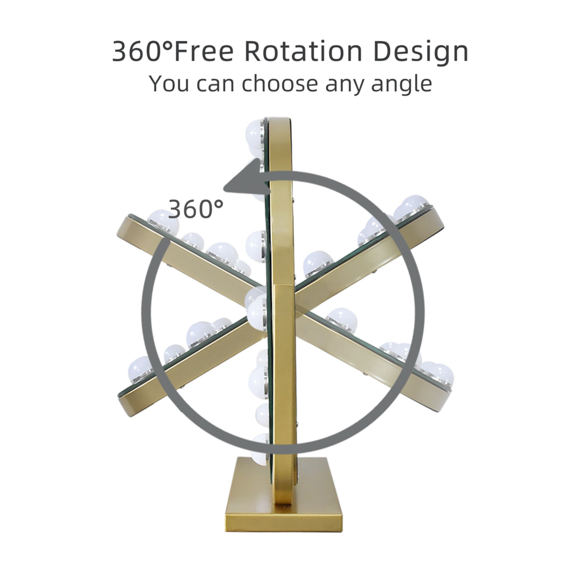 Hugh Hollywood bulb arch  mirror in Gold