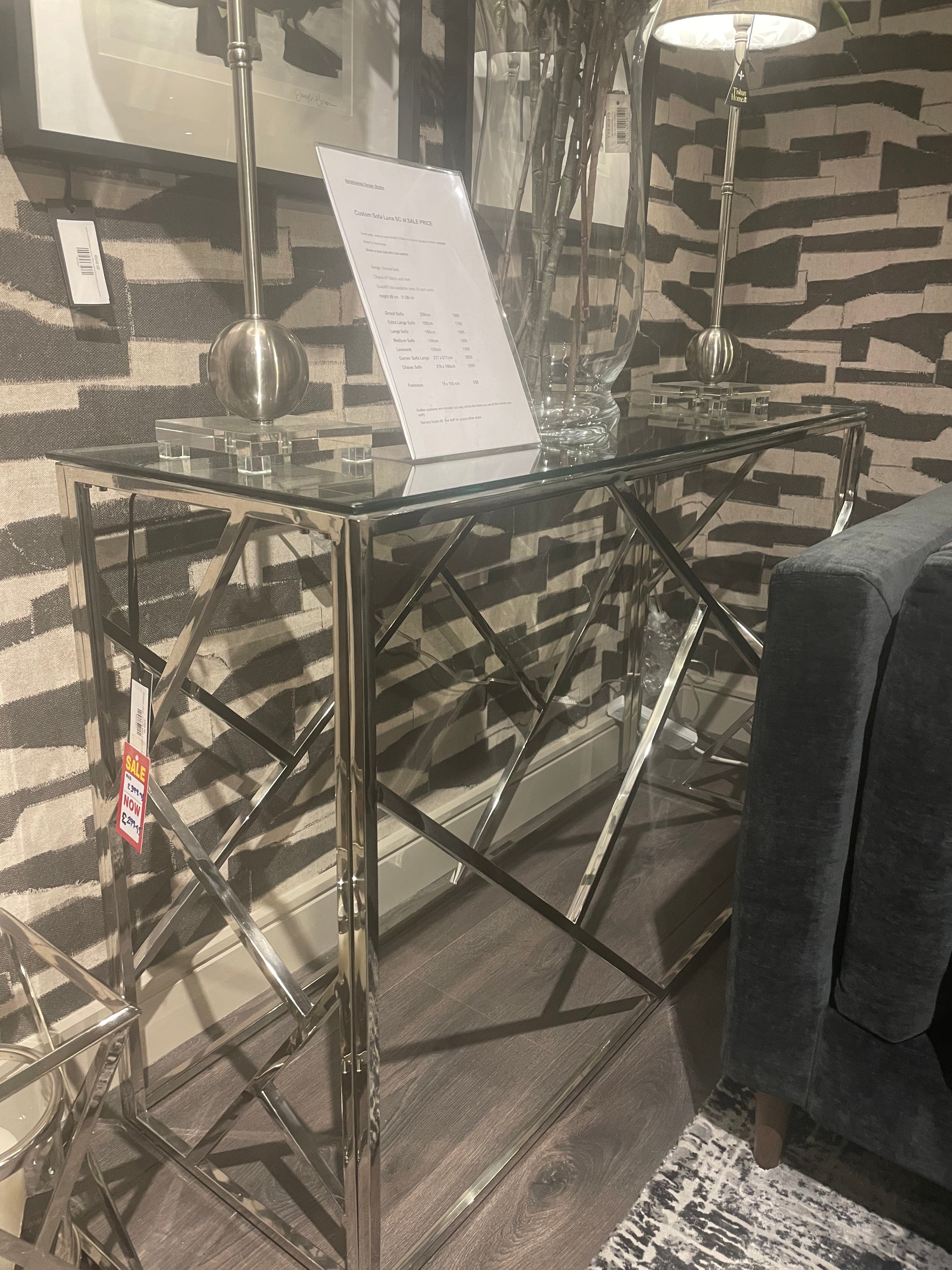 Allure console table in silver chrome REDUCED-Console Table-Renaissance Design Studio