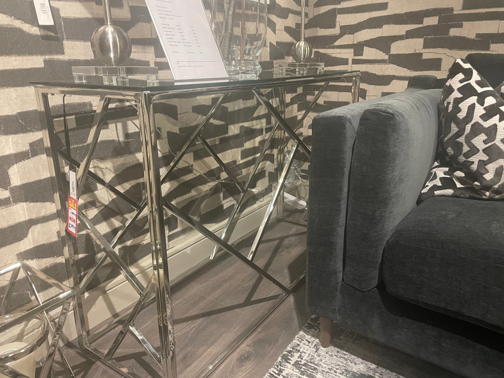 Allure console table in silver chrome REDUCED-Console Table-Renaissance Design Studio