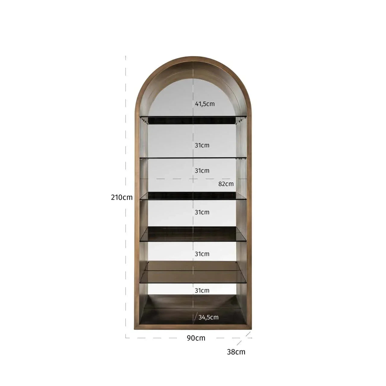 Arched display cabinet Bowie brushed gold-Renaissance Design Studio