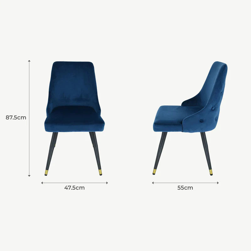 Ava T Dining Chair in 2 Colours Grey velvet and navy REDUCED !-Renaissance Design Studio