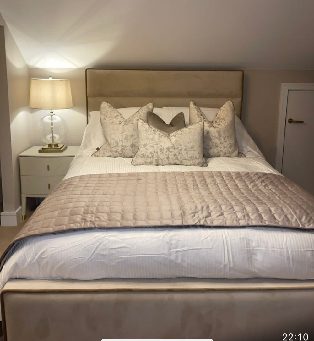 Beau mini me with diagonal lines custom made complete bed-Beds & Bed Frames-Renaissance Design Studio