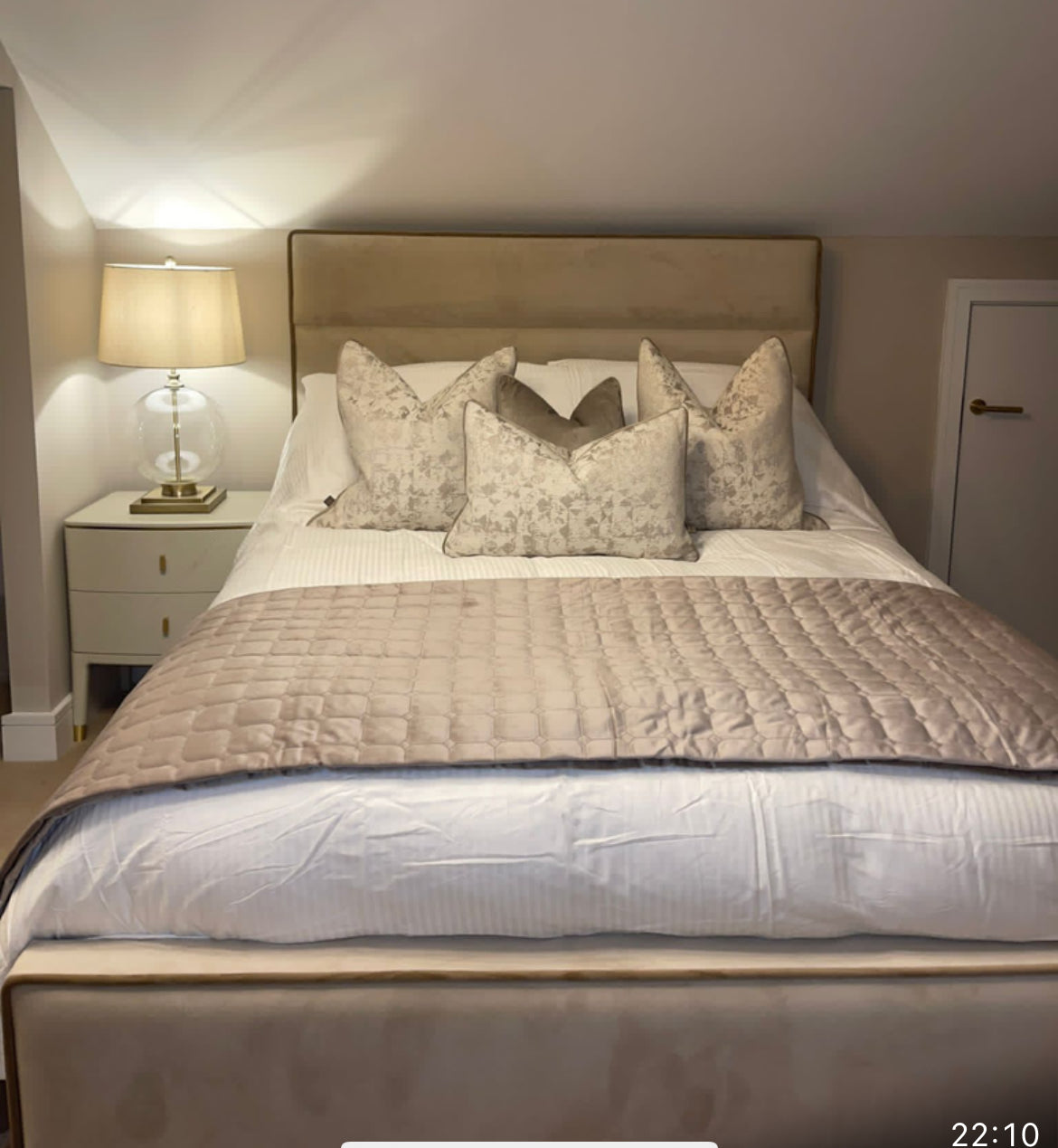 Beau mini me with diagonal lines custom made complete bed-Beds & Bed Frames-Renaissance Design Studio